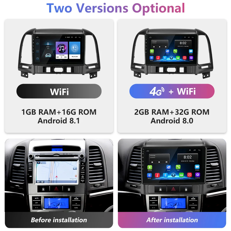 Top Jansite 9" Android Car Radio For Hyundai Santa Fe 2006-2012 Touch screen GPS Navigation radio coche players NO DVD with frame 2
