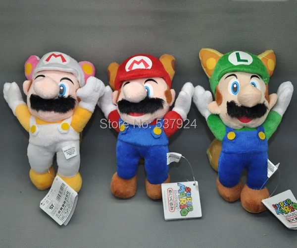 

New Mario 3 Styles Kitsune Fox Luigi Racoon Tanooki Mario Racoon Fire Mario 8" 20CM Plush Doll Pendant