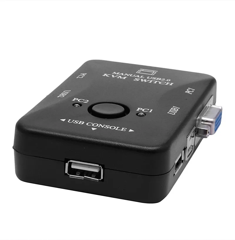 Высокая скорость ручной 2 порта USB 2,0 KVM VGA Ключ-пресс переключатель коробка для 2 шт. принтер мышь клавиатура Монитор