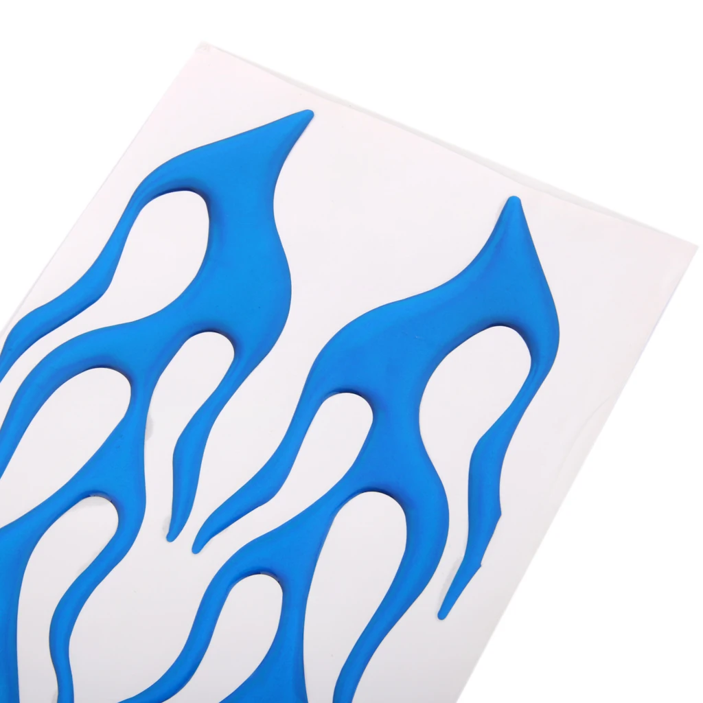 1 Pair 3D Blue Flame Pattern Sticker Decoration  Car/Motorcycle/Scooter Body/Dashboard Made By Crystal Epoxy 11.4 x 1.97 Inch