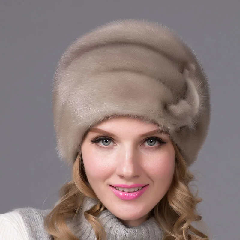 Осенняя и зимняя женская меховая шапка, кожаная норковая меховая шапка с бриллиантами, модная популярная женская меховая шапка, качественные наушники, DHY-66