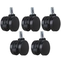 2" Metal PU Office Chair Swivel Casters Furniture Wheels Grip Ring Stem with Brake for Sofa Bed Goods Shelf Storage Rack 5Pcs