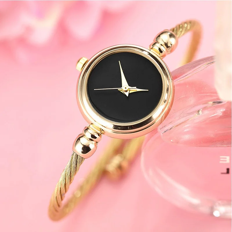 

Women Bracelet Watch Little Smooth Dial Top Luxury Silver Slim Strap Korean Retro Art Female Clock Quartz Watchs