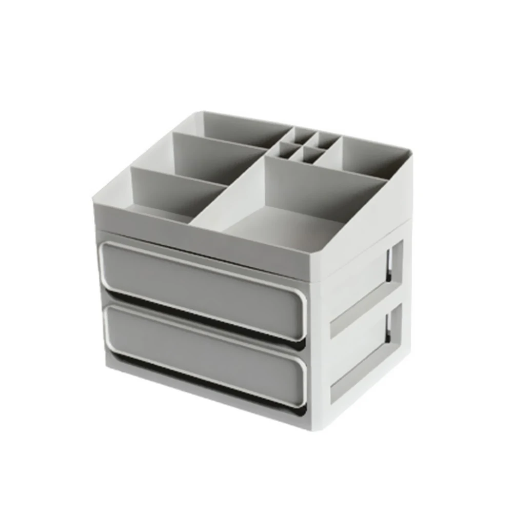 Женская Большая вместительная коробка для хранения косметики с несколькими ящиками, органайзер для макияжа, инструменты и аксессуары для макияжа - Цвет: Grey 3 layers