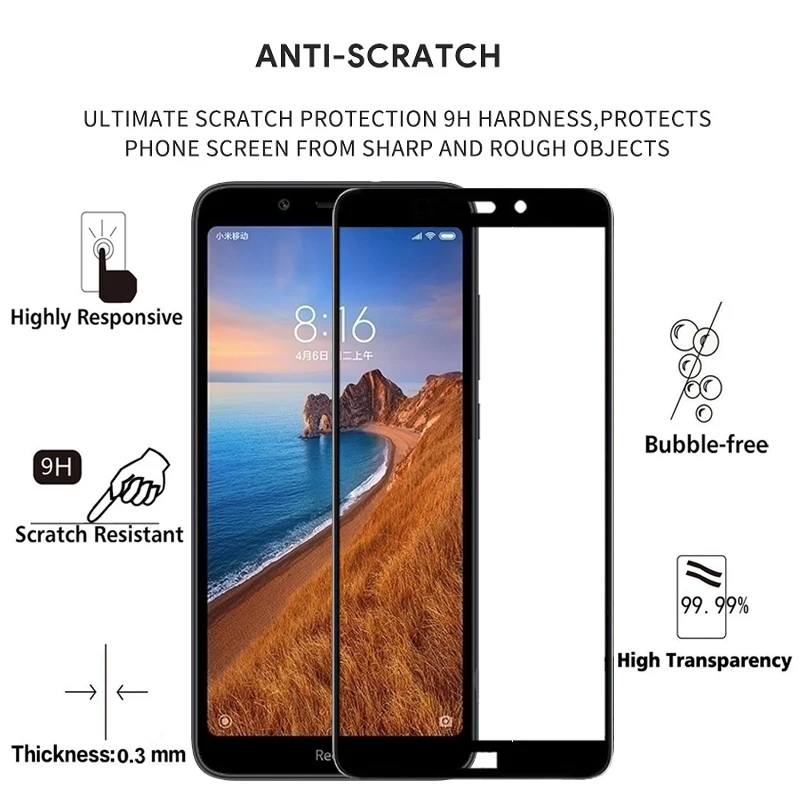 3D Защитное стекло для Xiao mi Red mi 7a, закаленное стекло, полное покрытие, защита экрана на красном mi Red mi 7a mi 7a 5,45 дюйма, 32 ГБ, 16 ГБ, стекло