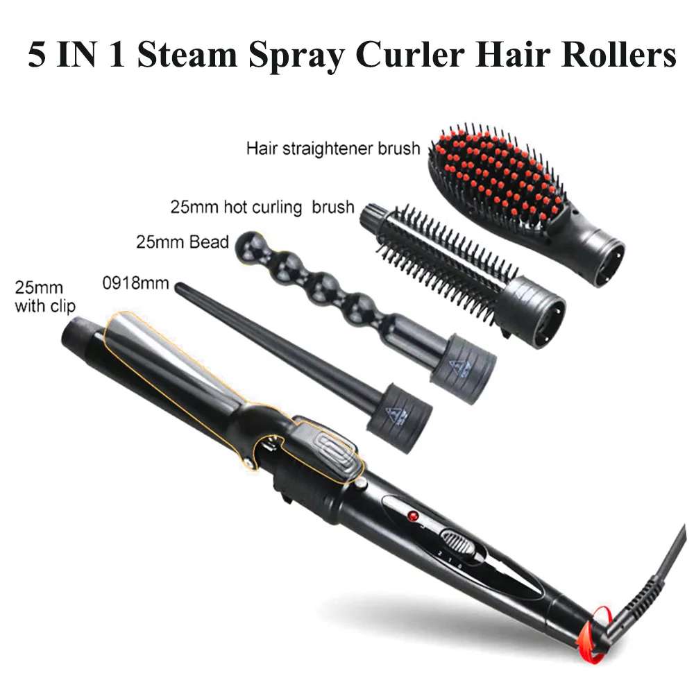 5 IN 1 New Steam Spray Curler Hair Rollers For Dry And Wet Professional