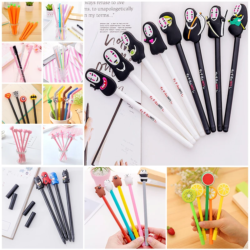 

Kawai Spirited Away Bear Gel Pen Cool Cute Batman Anime Stationary Thing Kawaii School Office Supply Material Stationery Item