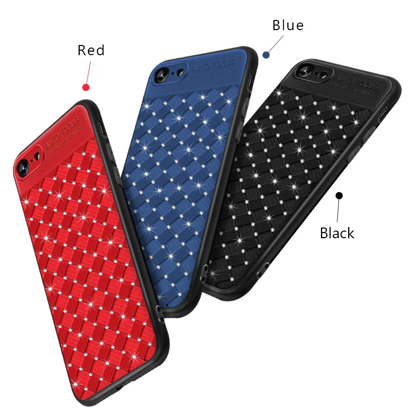 KIP71246_7_Rhinestone Glitter Case for iPhone 6S 7 8 Plus XS XR XS Max Soft TPU Diamonds Weaving Protection Back Cover