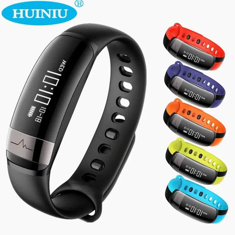 HUINIU Bluetooth Passometer Smartband Push Message Fitness Heart Rate Tracker Wristband Activity Tracker Waterproof Smart Band