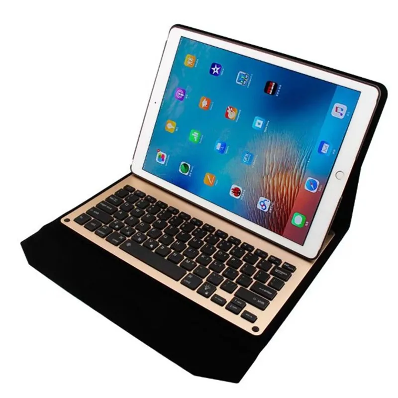 

Ultra-thin Aluminum Bluetooth Keyboard Case for iPad Pro PU Leather Portfolio Case for Apple ipad pro 12.9 inch tablet keyboard
