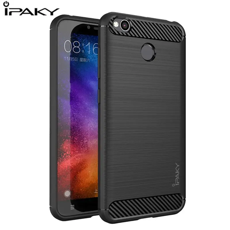 Original IPAKY case For Xiaomi Redmi 4X Soft Brushed Carbon Fiber Texture Silicone cover Case |