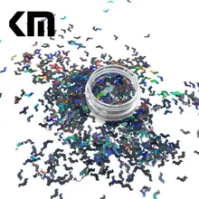 Лазерный черный цвет голографическая форма летучих мышей блестки макияж Блестки для дизайна ногтей DIY Поставки Рождество Хэллоуин украшения