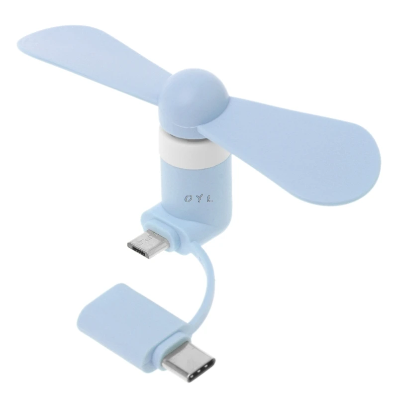 Portable 2in1 Type C Micro USB mini fan cooler for Samsung Xiaomi Huawei HTC Cell Phone and all Smart phone mini fan