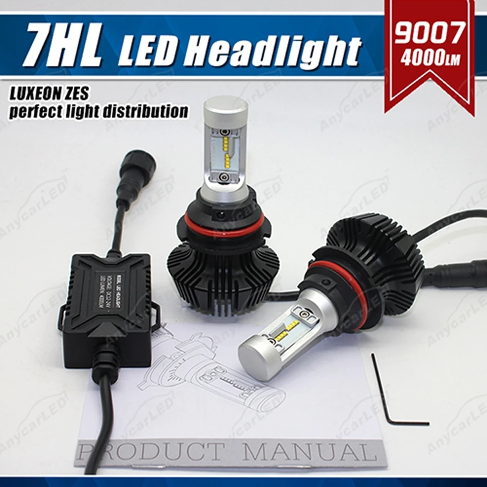 Комплект светодиодных фар LUMI LUXEON ZES 1 комплект 9007 HB5 50 Вт 8000LM G7 чипы без вентилятора