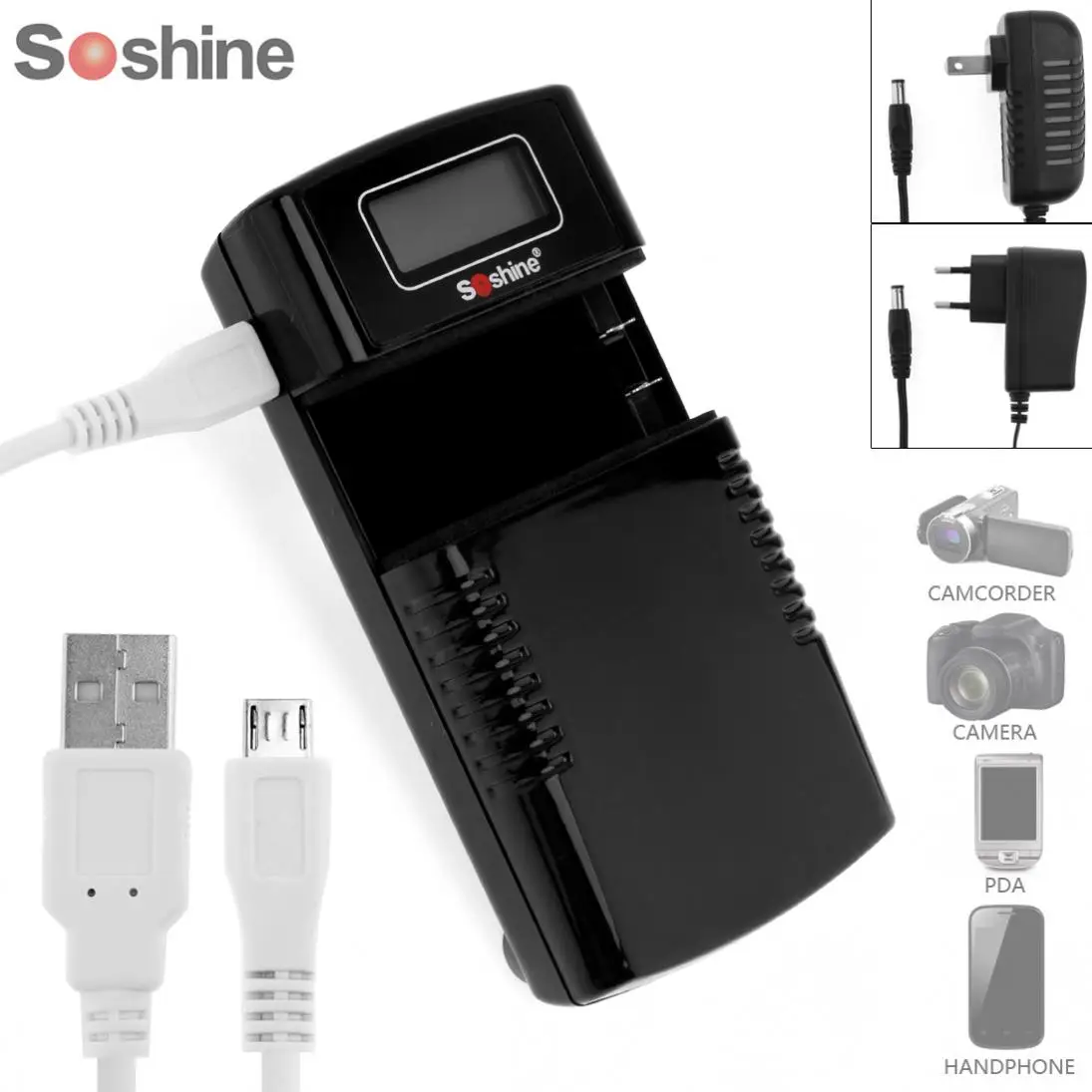 

Soshine M20 Universal USB Intelligent Digital LCD Display wall Battery Charger for 3.7V/7.4V Li-Ion battery