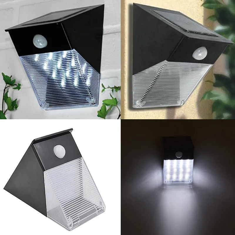 Hi-Lumix Triangle 12Leds solar led wall light PIR motion sensor IP45 Waterproof outdoor lamp Wireless White light Garden,Fence