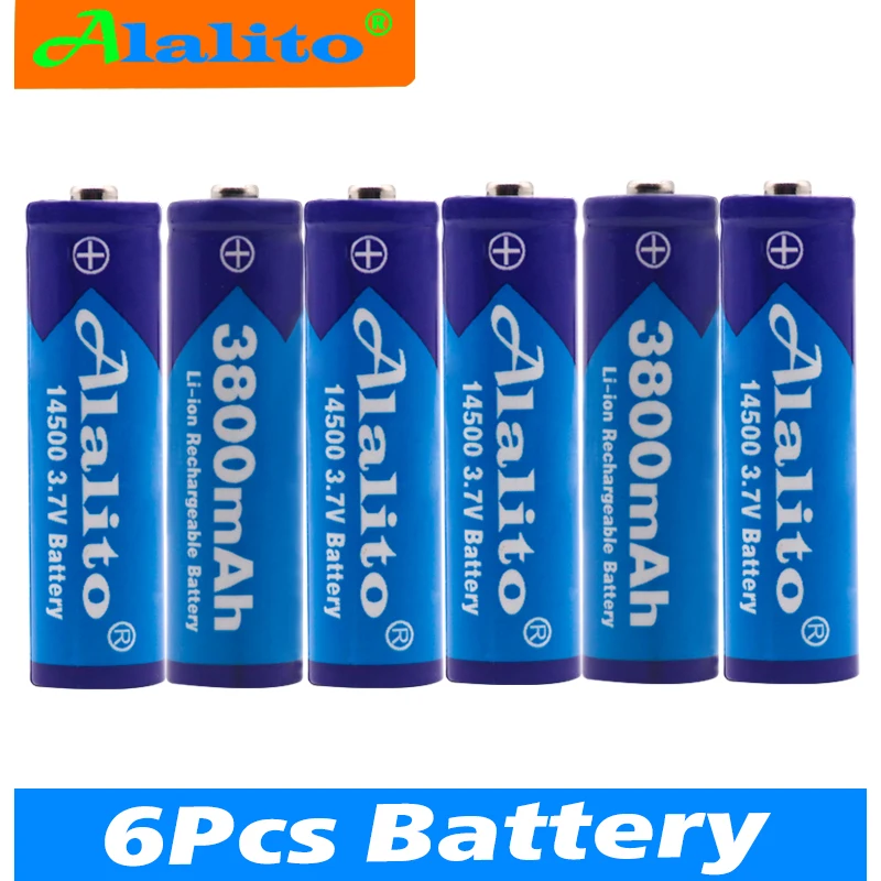 2-20 шт Alalito AA 14500 3800mah 3,7 V литий-ионная аккумуляторная батарея и светодиодный фонарик