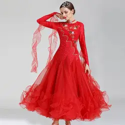 Новый конкурс бальных танцев костюм женщины Танго Фламенко вальс юбка для танцев для взрослых бальных танцев костюм плюс размер B-7154