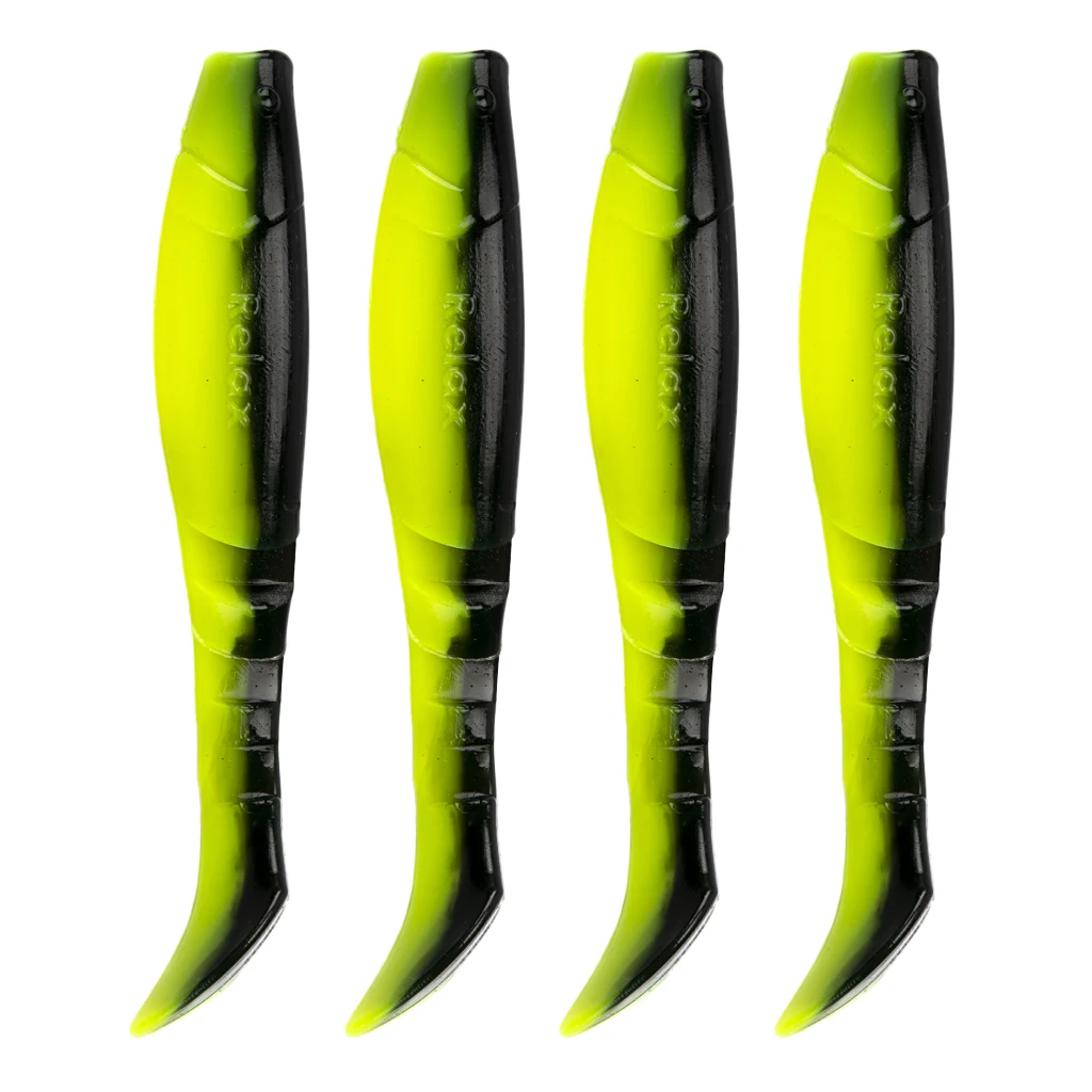Perfeclan 4Pcs T Tail Soft Fish Lures Fishing Worm Baits Swimbaits for Jig Head & Offset Hook Soft Fish Lure Soft Fishing Lures