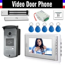 7″ Screen Video Door Phone Intercom Doorbell System RFID Card+ 180kg Electric Magnetic Lock+ Door Exit +Power, Camera Waterproof