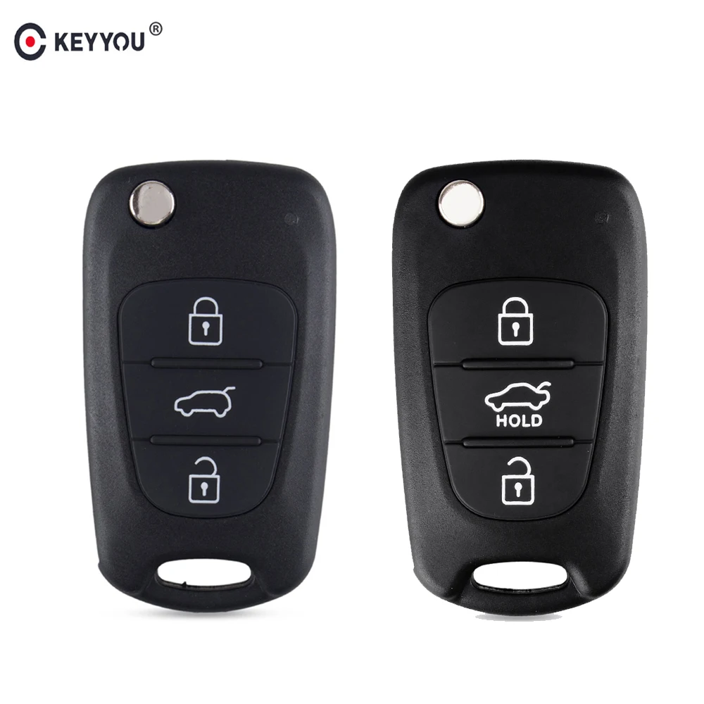 

KEYYOU 10pcs 3 Button Flip key Folding car Remotekey Shell for kia sportage picanto 3 rio k2 K5 cerato ceed soul auto key blanks
