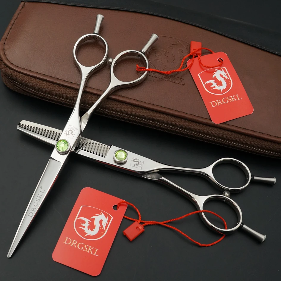 DRGSKL Symmetric handle hair scissors barber cut, 6 inch A shape