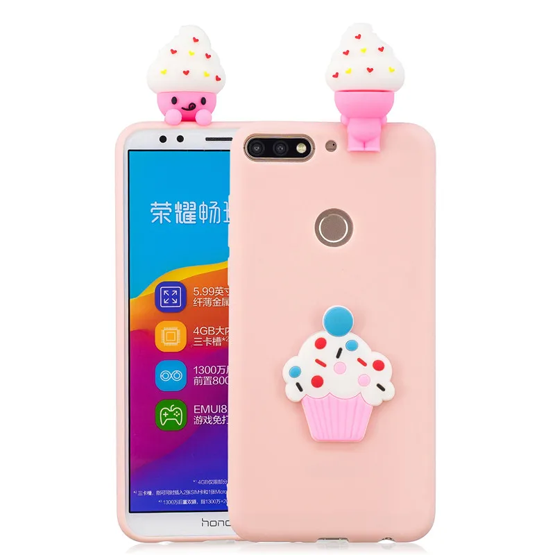 Милый мягкий силиконовый чехол для Huawei Y7 2018/Y7 Prime 2018 с 3D изображением мороженого