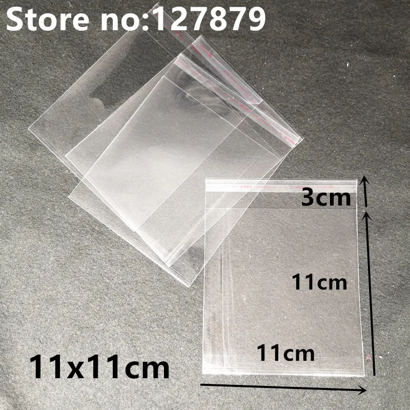 6 размеров, прозрачный самоклеящийся целлофановый пакет для виолончели, самоуплотняющийся пластиковый пакет для упаковки конфет, герметичный упаковочный мешочек кисет для печенья - Цвет: 11x11cm
