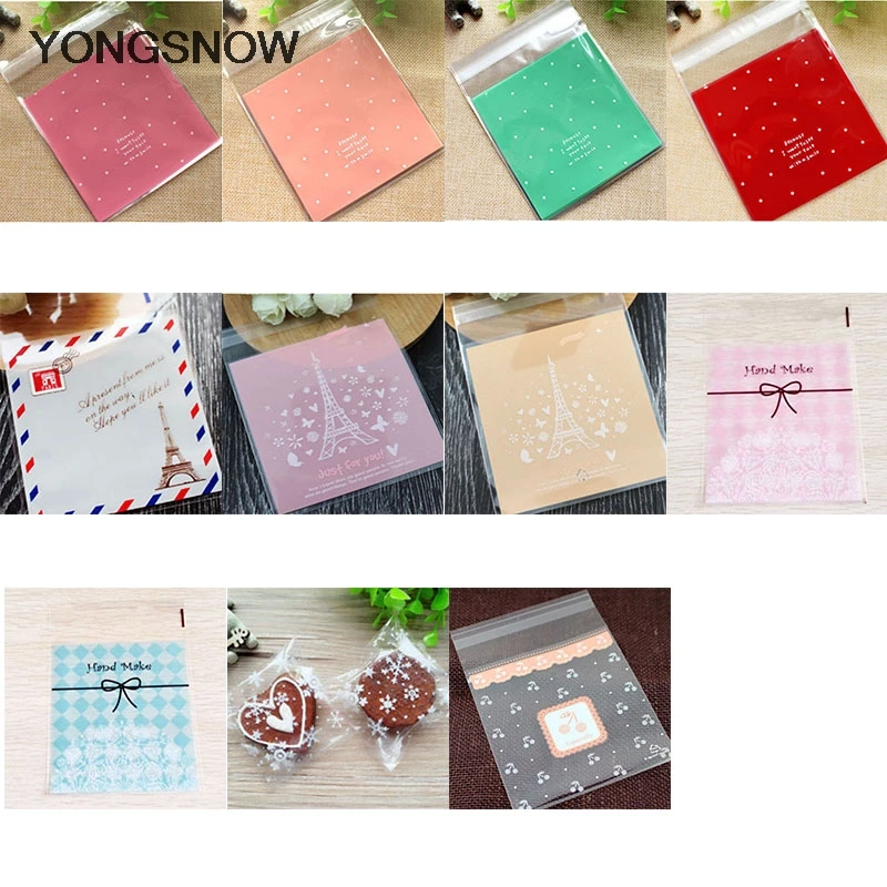 

50pcs 10*10cm Plastic Bags Self-adhesive OPP Bags Snack Food Cookie Bags Wedding Decoration Gift Packing Pouches Party Supplies