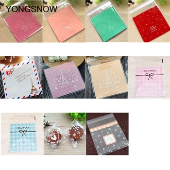 

50pcs Christmas Decorations 10*10cm Plastic Bags OPP Bags Snack Food Cookie Bags Wedding Decor Gift Packing Party Supplies