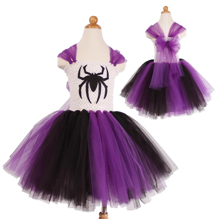 Spiderman Inspired Spider Girl Handmade Tutu Dress Purple Black Tulle