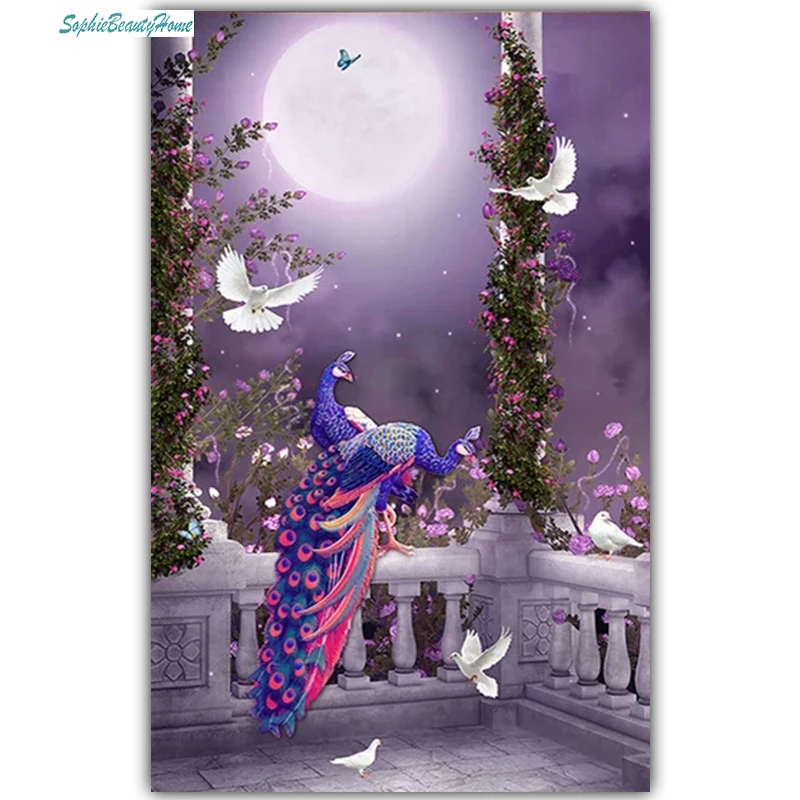 Sophie beauty home diy иглоукалывание Алмазная вышивка павлин и голубь Кристалл 5D мозаика