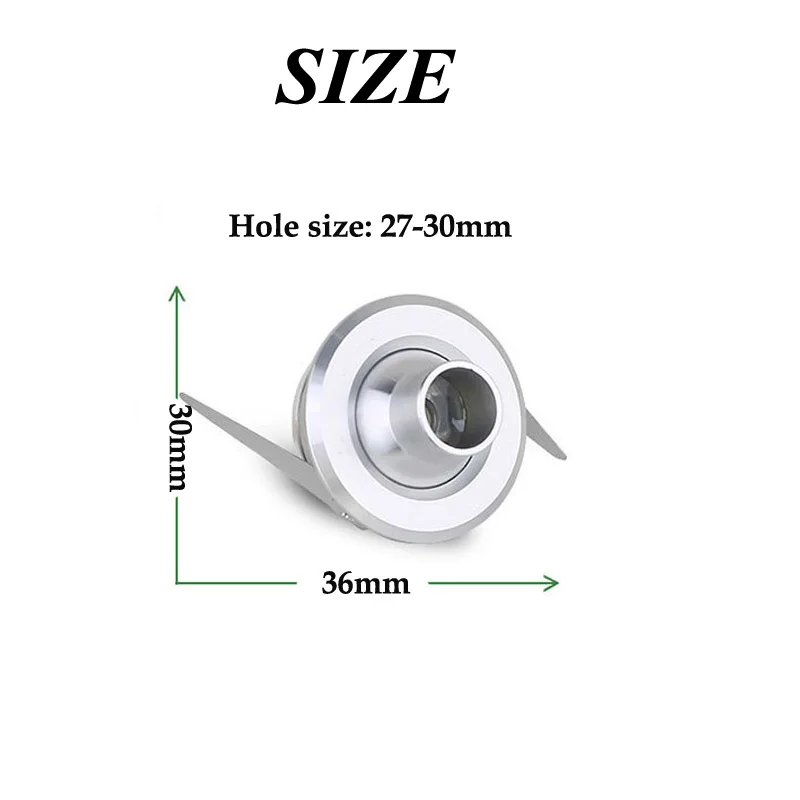 AC85-265V 1 Вт светодиодные утопленный мини Точечный светильник лампа потолочный светодиодный вниз светильник светодиодный потолочный светильник для счетчик витрина с светодиодный привод