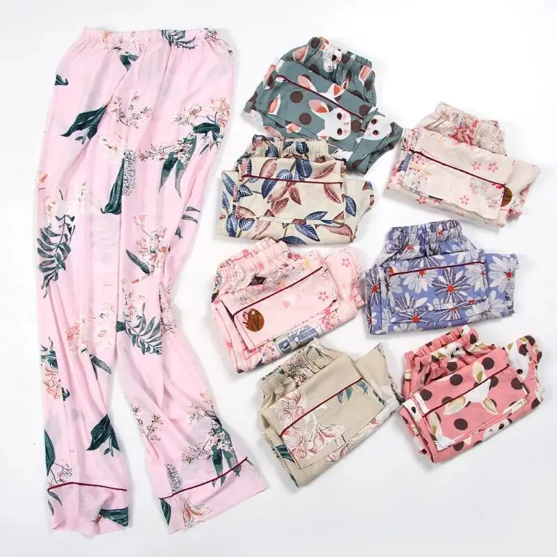 Несколько вариантов милые женские повседневные штаны для сна мягкая пижама брюки с эластичной резинкой на талии пижамы женские брюки сексуальные свободные домашние брюки