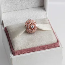 ZMZY 925 Sterling Silver Charm Resplandor Interior Patrón de Rayos de sol de Oro Rosa CZ Clara Cabida Los Granos de Pandora Pulsera DIY