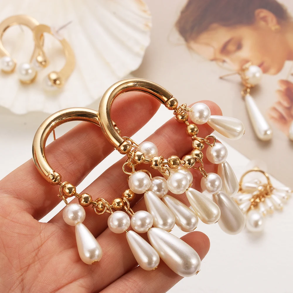 

2019 Korean Bride Earring Tassel Dangle Earrings For Women Pearl earrings Brincos Bijoux Jewelry Wedding Earrings Bride Jewelry