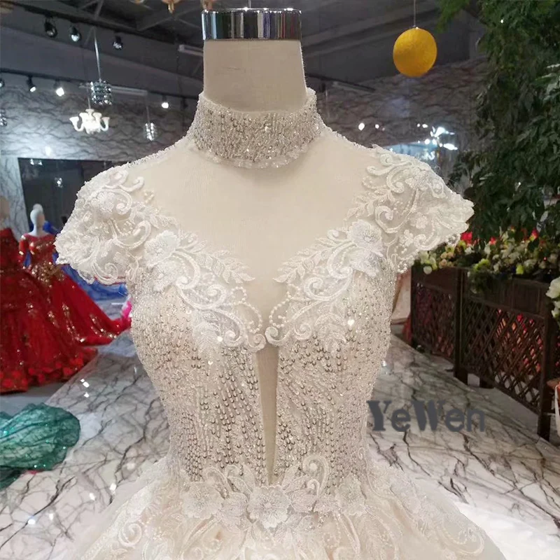 Белый Элегантные с коротким рукавом Свадебные платья Новинка 2019 года спинки