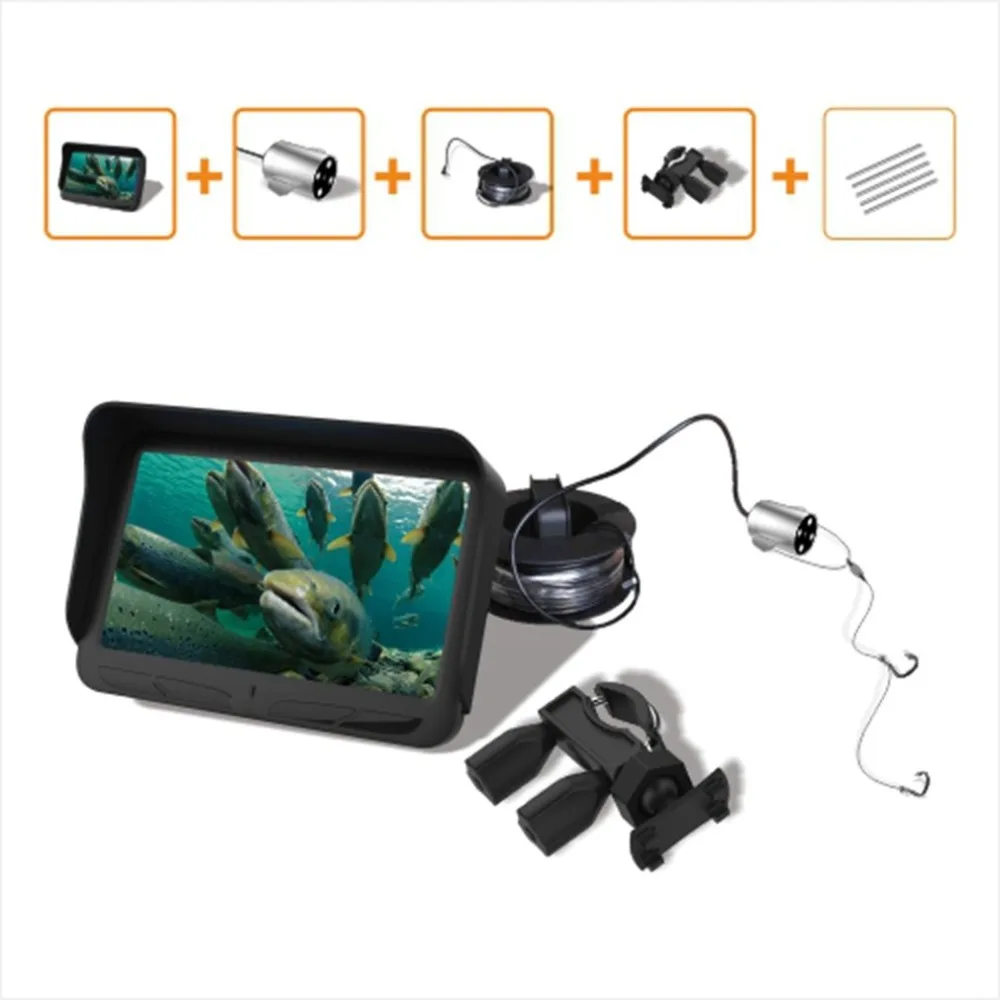 

Video Fish Finder 4.3inch LED Monitor 6 Infrared 1000TVL HD Underwater Camera Fishing Finder 30M/20M Cable Night Vision