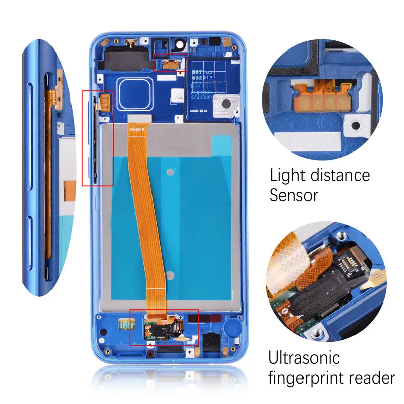 Дешево Дисплей для HUAWEI Honor 10 LCD в сборе с тачскрином на рамке Оригинал Col L29 черный синий