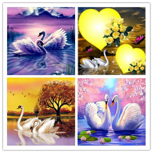 

5d diamond embroidery swan heart full square crystal art cross stitch kit needlework rhinestone embroidery diy diamond painting