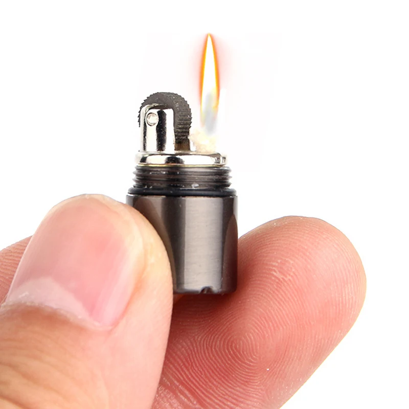 

Key Chain Capsule Compact Kerosene Lighter Pocket Mini Gasoline Lighter Inflated Keychain Oil Lighter Grinding Wheel Lighter