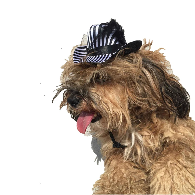 Прохладный черный полосатый Pet Hat ковбой перо собака кошка Кепка с емблемой щенка