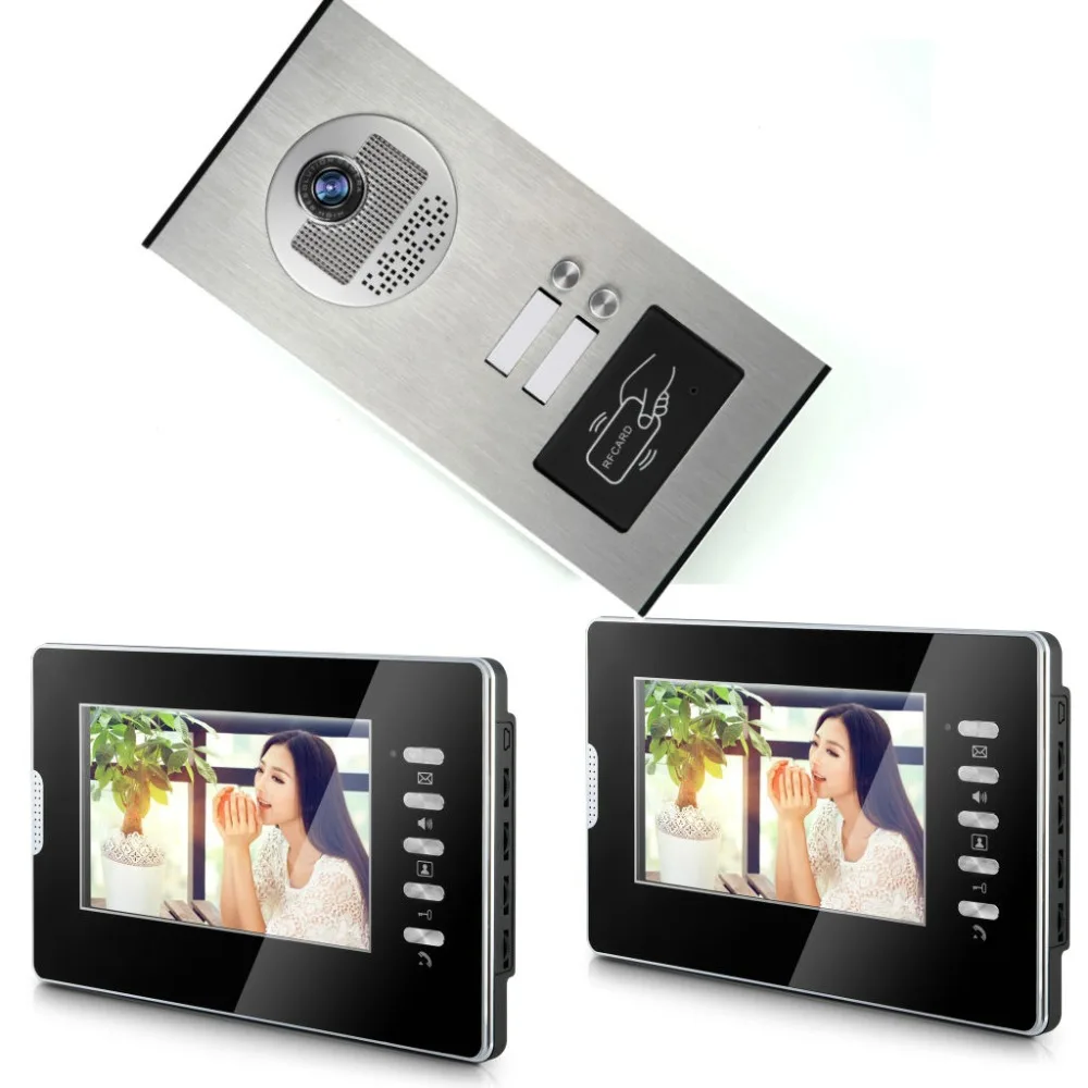 

YobangSecurity Wired Video Door Phone 7"Inch LCD Video Doorbell Door Chime Home Intercom System Kit With RFID Access IR Camera