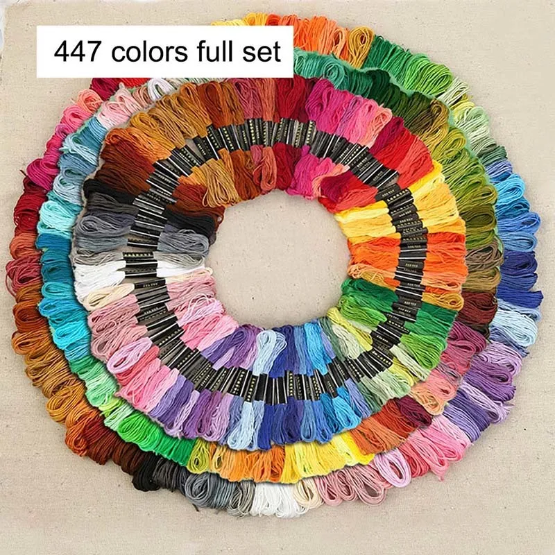 Cross Stitch Floss Polyester Embroidery DIY Handmade Thread Sewing Art Craft Tools Accessories for Home Textile Gift 447 Colors