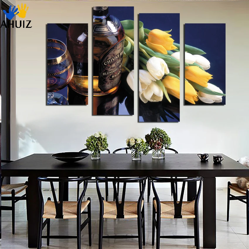 4pc/Set Tulips Wall Painting Flower Canvas Pictures On The Print Home Decor Art Modular No Frame F1757 | Дом и сад