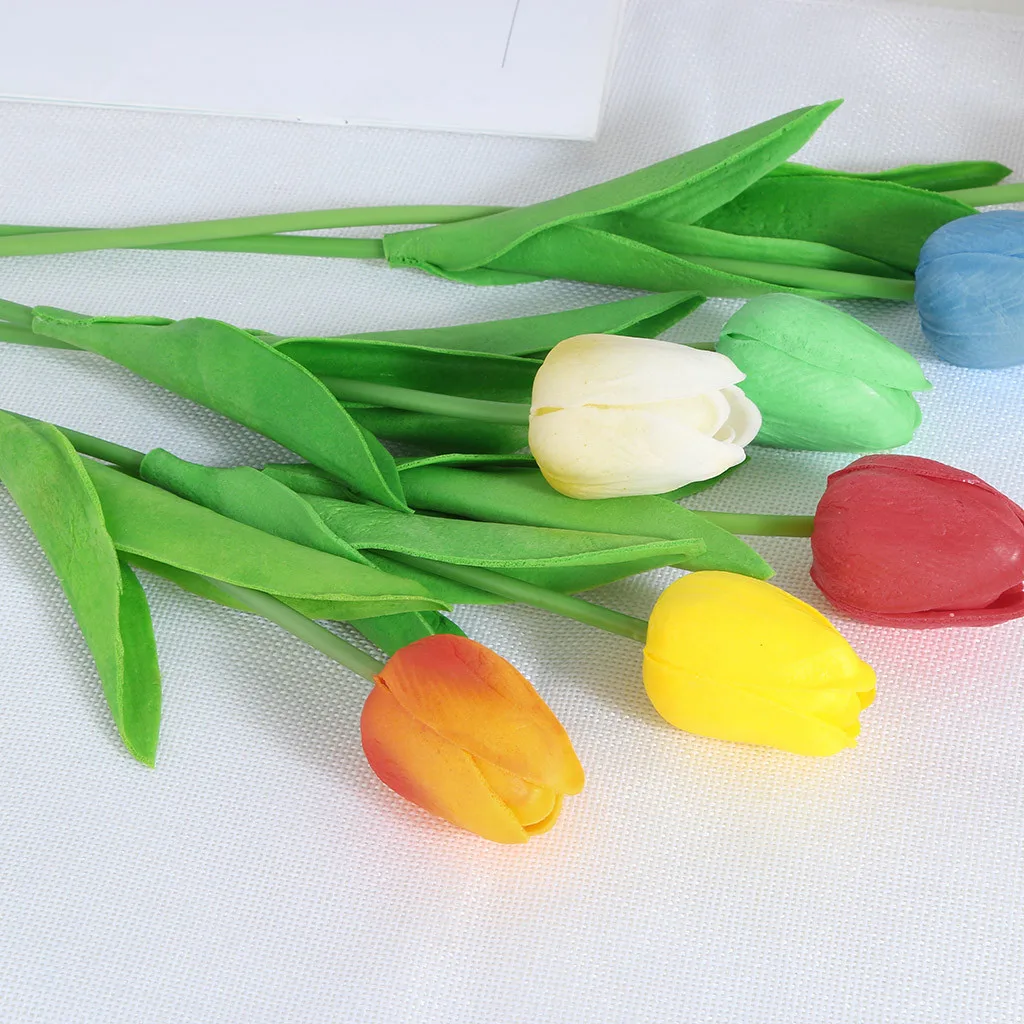 

1PC PU Mini Tulips Artificial Flowers Real touch artificiales para decora mini Tulip for Home Wedding decoration Flowers YL10