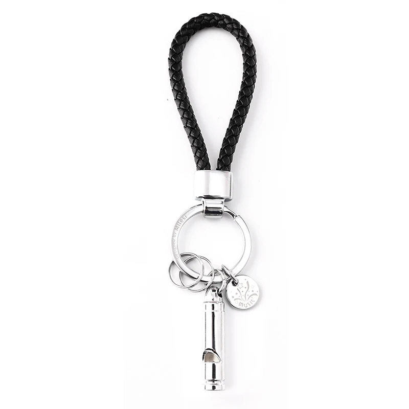 Брелок Milesi, спортивный стиль, автомобильный брелок, креативный брелок для ключей, серебряный брелок, свисток, дизайнерский подарок для женщин и мужчин, K0212 - Цвет: Black rope