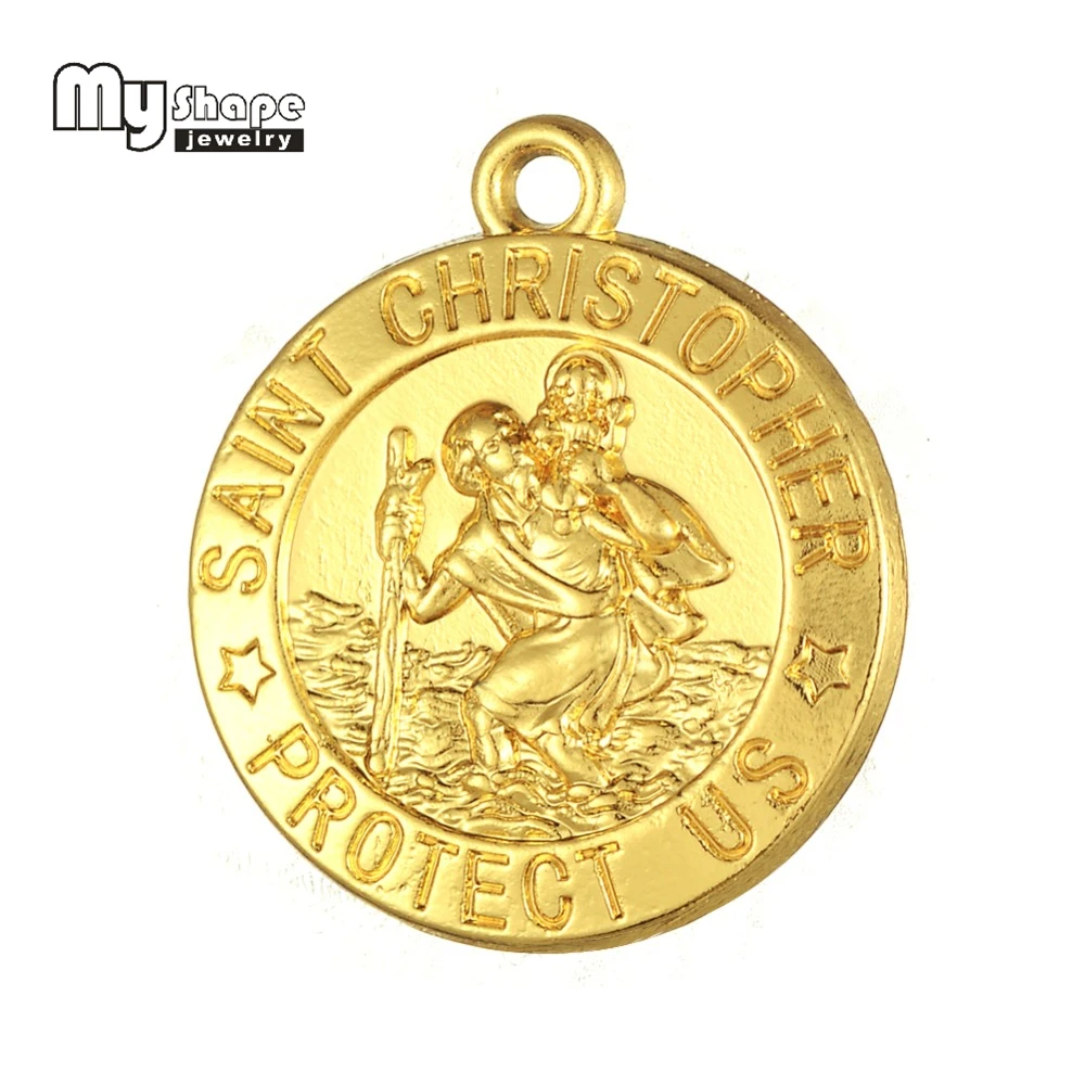 my shape St Saint Christopher Protect Us Medal Necklace Pendant