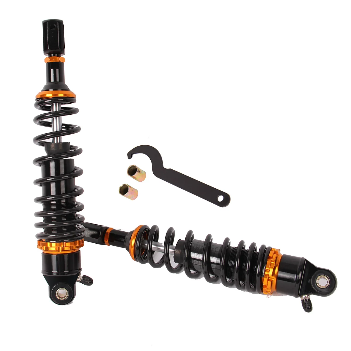 POSSBAY Universal 320mm Black Motorcycle Dirt Bike Rear Suspension Air Shock Absorber Round Hole/U Type Black Orange