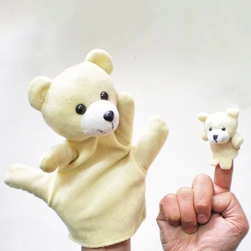 1 пара бархатных пальчиков с мультяшными животными 1 большая кукольная пальчиковая игрушка+ 1 маленькая пальчиковая кукла детская тканевая развивающая ручная игрушка DSP05 - Цвет: 10